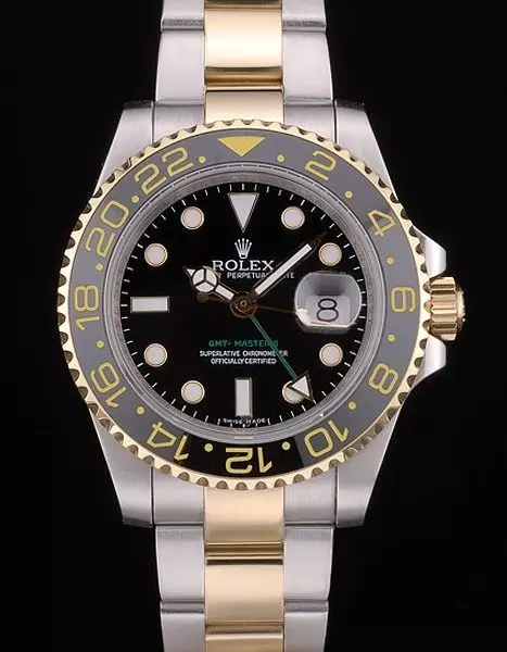 Swiss Rolex Gmt Master Rose Gold Bezel Black Dial Perfect Watch Rolex3838