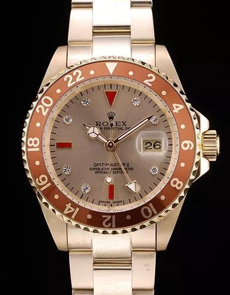Swiss Rolex Gmt Master Ii Gold Colored Ceramic Bezel Gold Dial Tachymeter Perfect Watch Rolex3833
