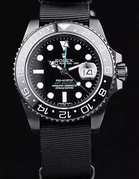 Swiss Swiss Rolex Gmt Master Ii Pro Hunter Black Fabric Strap Black Dial Perfect Watch Rolex3881