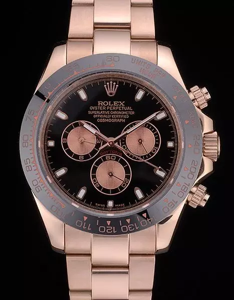 Swiss Rolex Daytona Black Ion Plated Tachymeter Rose Gold Strap Black Dial Perfect Watch Rolex3772