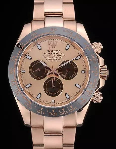 Swiss Rolex Daytona Ion Plated Tachymeter Rose Gold Strap Rose Gold Dial Perfect Watch Rolex3775