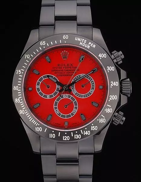 Swiss Rolex Daytona Black Ion Plated Tachymeter Black Stainless Steel Strap Red Dial Perfect Watch Rolex3771
