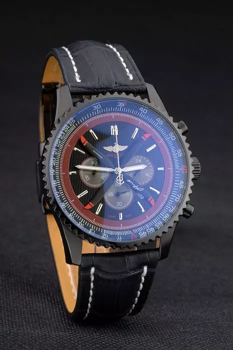 Swiss Breitling Certifi Black Leather Strap Black Dial Chronograph Breit4186