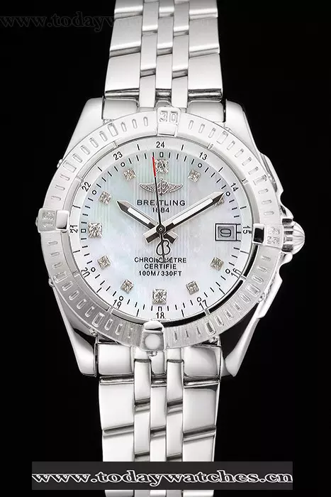 Breitling Colt Lady Pearl Dial Diamond Hour Marks Stainless Steel Case And Bracelet Pant122889