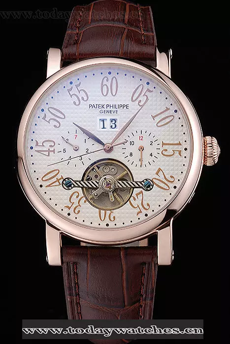 Patek Philippe Grand Complications Gold Case White Dial Arabic Numerals Brown Leather Bracelet Pant60151