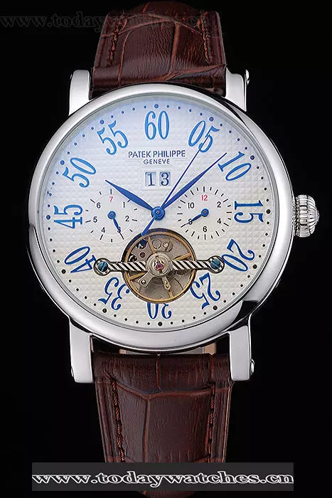 Patek Philippe Grand Complications Stainless Steel Case White Dial Roman Numerals Brown Leather Pant60153