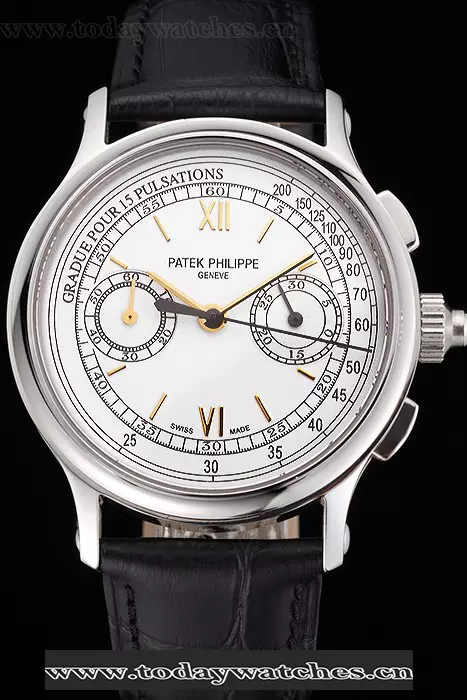 Patek Philippe 5170j White Dial Gold Hands Stainless Steel Case Black Leather Strap Pant122986