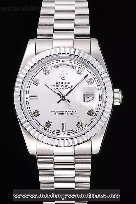 Rolex Day Date Polished Stainless Steel Silver Dial Pant58035