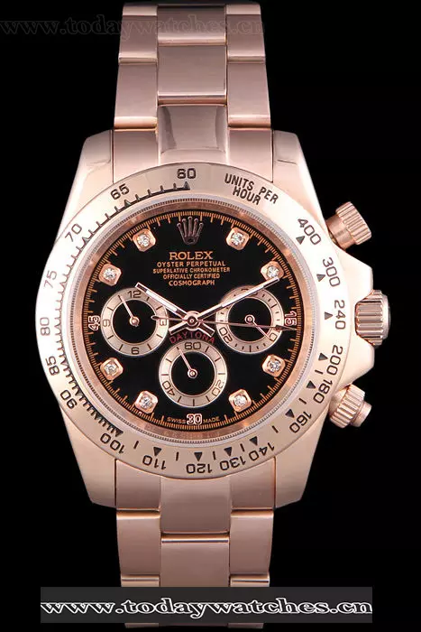 Rolex Daytona Rose Goldplated Stainless Steel Black Dial Pant58048