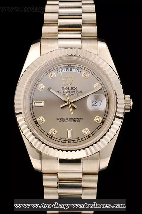 Rolex Daydate Gold Stainless Steel Ribbed Bezel Gold Dial Pant58943