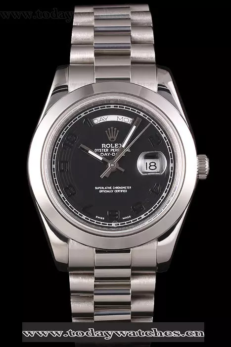 Rolex Daydate Stainless Steel Bracelet Black Dial Pant59240