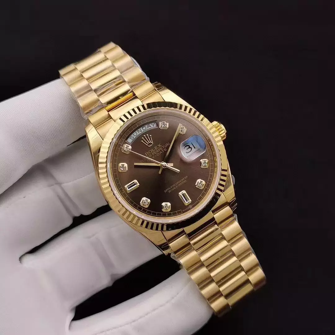 Rolex Day Date Diamond Markings With Brown Dial Rolex20831