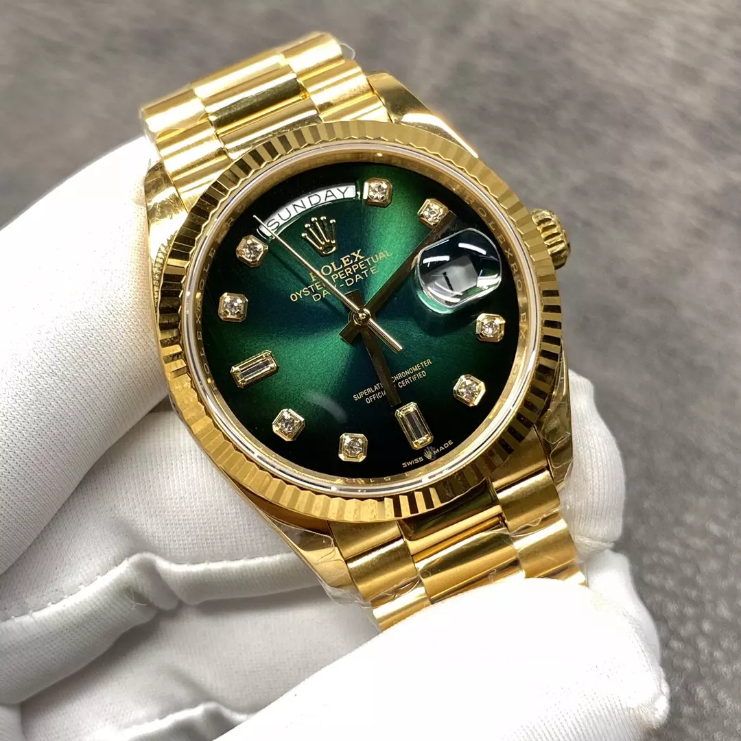 Rolex Day Date Diamond Markings With Green Dial Rolex20836