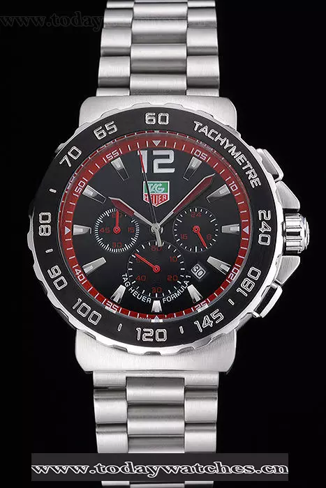 Tag Heuer Formula 1 Chronograph Black Dial Black Bezel Stainless Steel Band Red Numerals Pant60305
